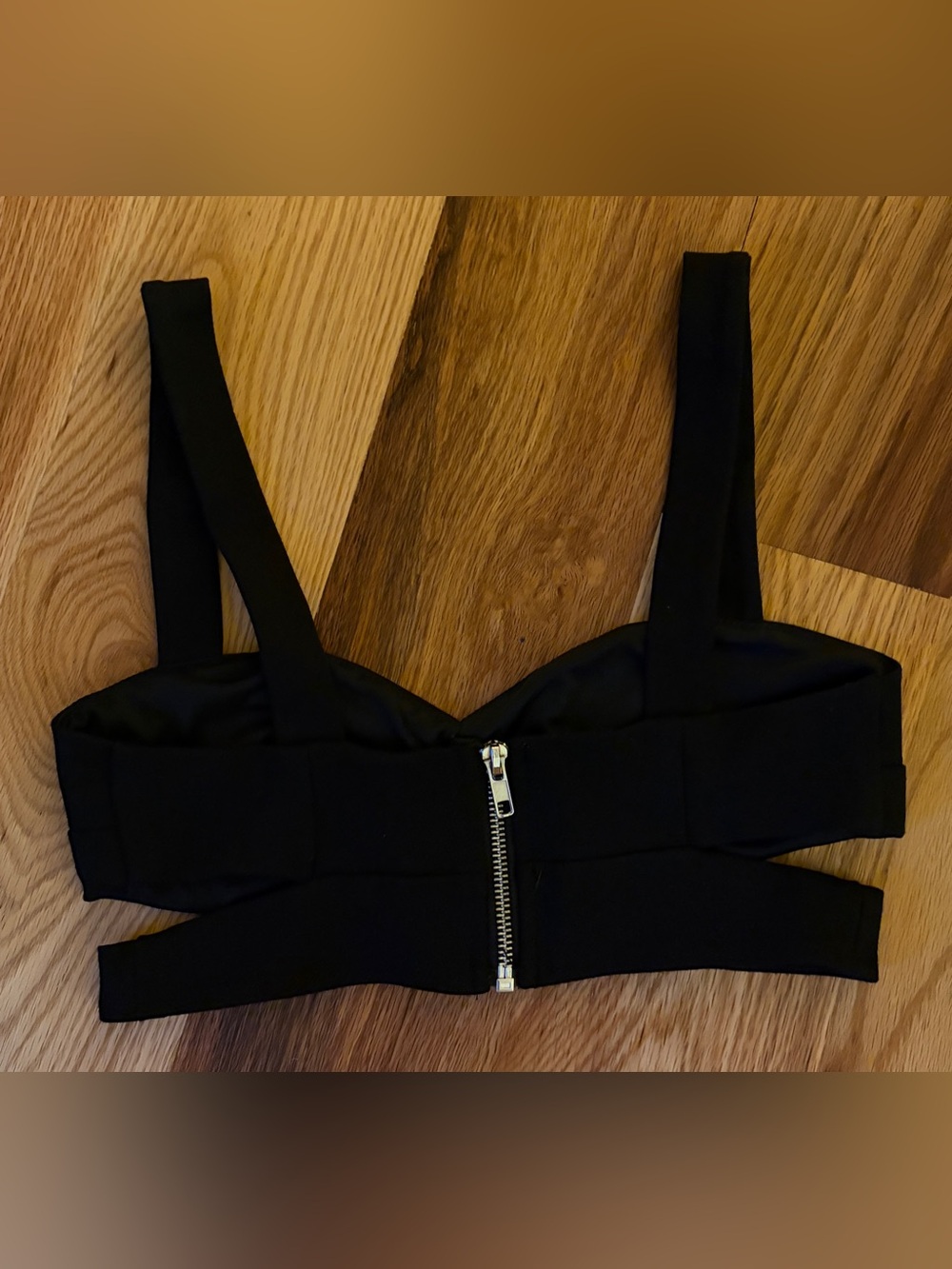 Black Front-Zip Crop Top